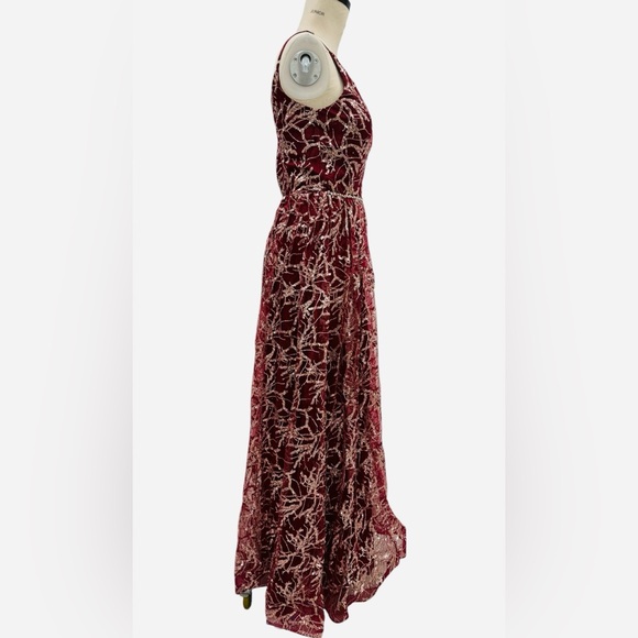 Soiéblu Burgundy Sequin Lace Formal Dress XS Prom Wedding Guest brand new - Picture 6 of 10